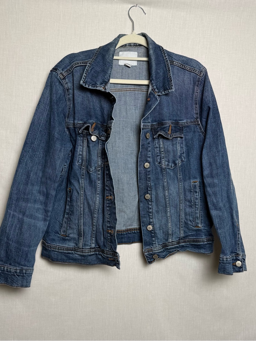 Old Navy Denim Jacket Womens XL Blue Stretch Jean Trucker Classic Button Front
